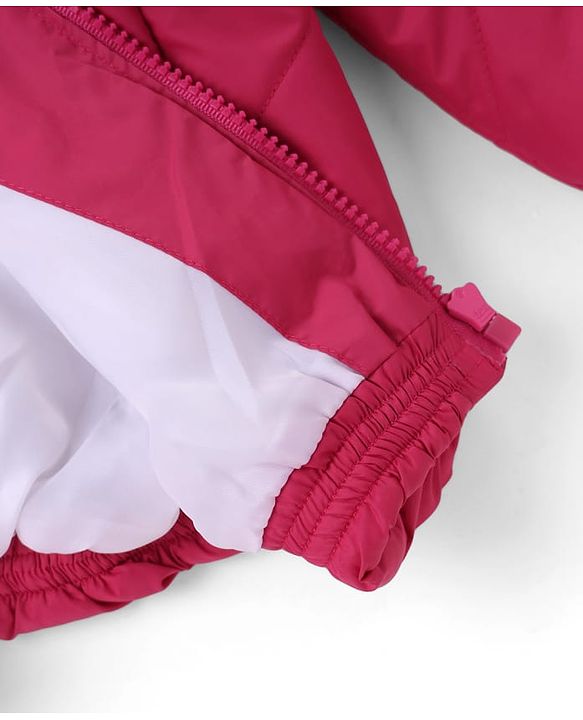 Babyhug Woven Winter Jacket with Full Sleeves - Pink