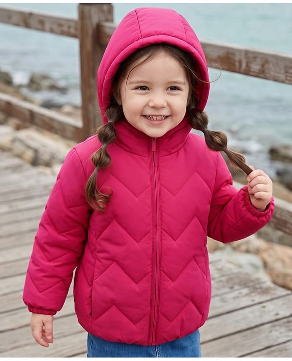 Babyhug Woven Winter Jacket with Full Sleeves - Pink