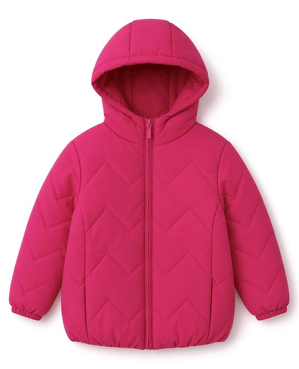 Babyhug Woven Winter Jacket with Full Sleeves - Pink