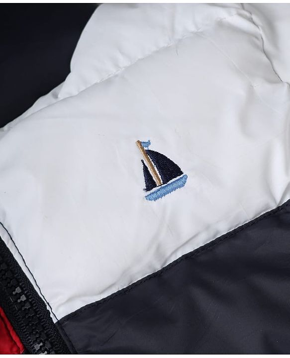 Babyhug Woven Full Sleeves Hooded Padded Winter Jacket With Boat Embroidery - Navy Blue