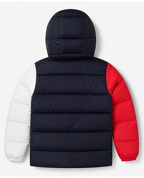 Babyhug Woven Full Sleeves Hooded Padded Winter Jacket With Boat Embroidery - Navy Blue
