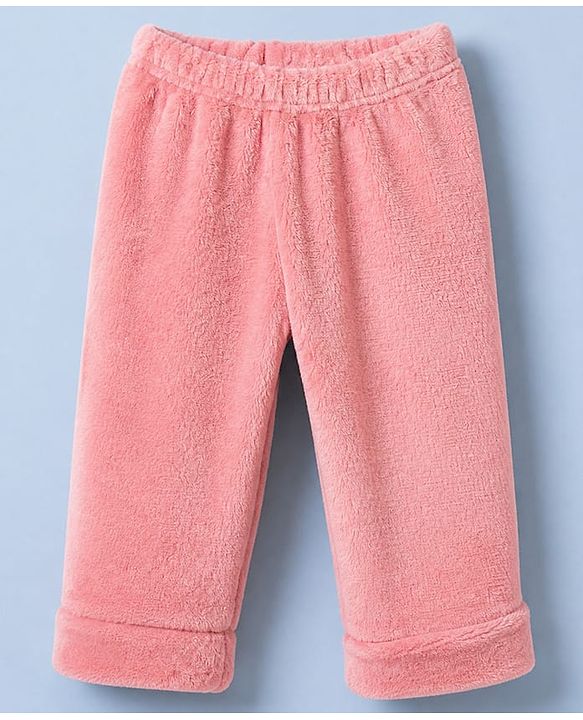 Babyhug Fur Woven Full Sleeves Winter Wear Suit With Bear Patch - Pink