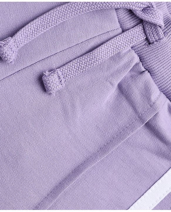 Babyhug 100% Cotton Looper Knit Full Length Lounge Pant With Tape Detailing - Lavender