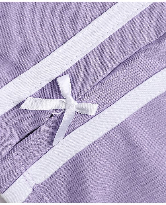 Babyhug 100% Cotton Looper Knit Full Length Lounge Pant With Tape Detailing - Lavender