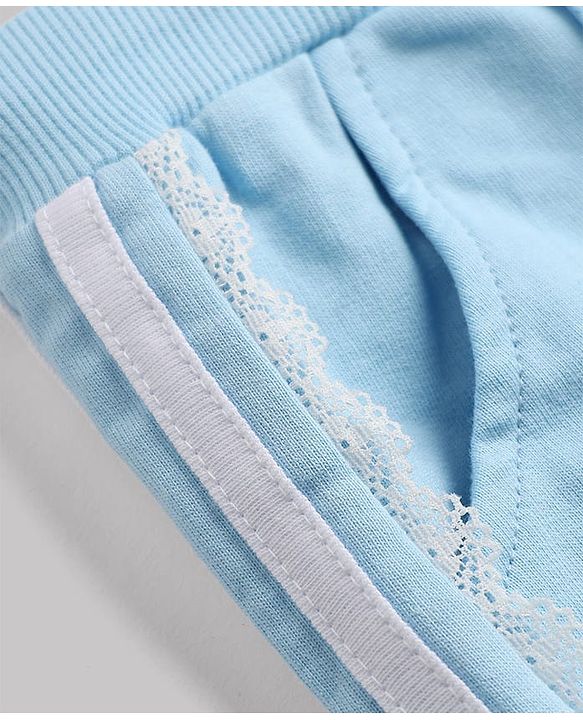 Babyhug 100% Cotton Looper Knit Jogger Fit Full Length Lounge Pant With Tape Detailing Light/Sky Blue