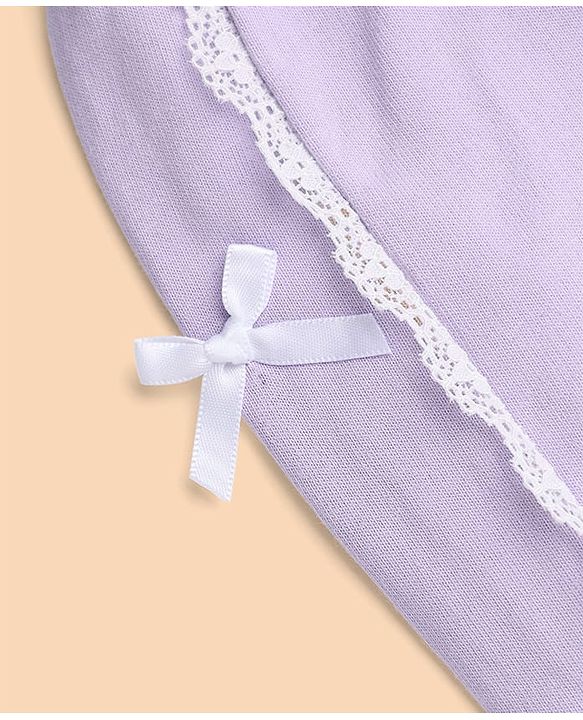 Babyhug 100% Cotton Looper Knit Full Length Lounge Pant with Bow Lace - Lavender