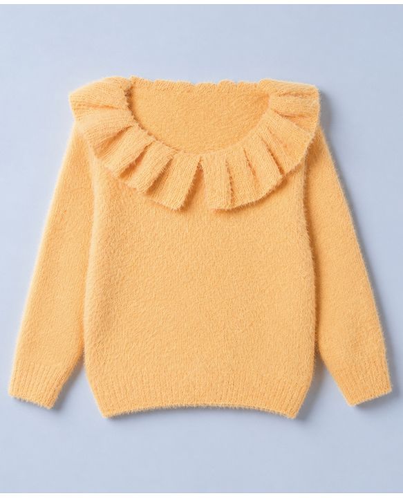 Babyhug Knit Solid Pullover With Extra Soft Hairy Eyelash Yarn - Yellow