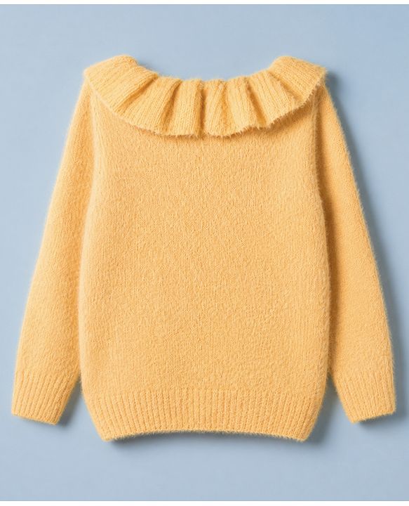 Babyhug Knit Solid Pullover With Extra Soft Hairy Eyelash Yarn - Yellow