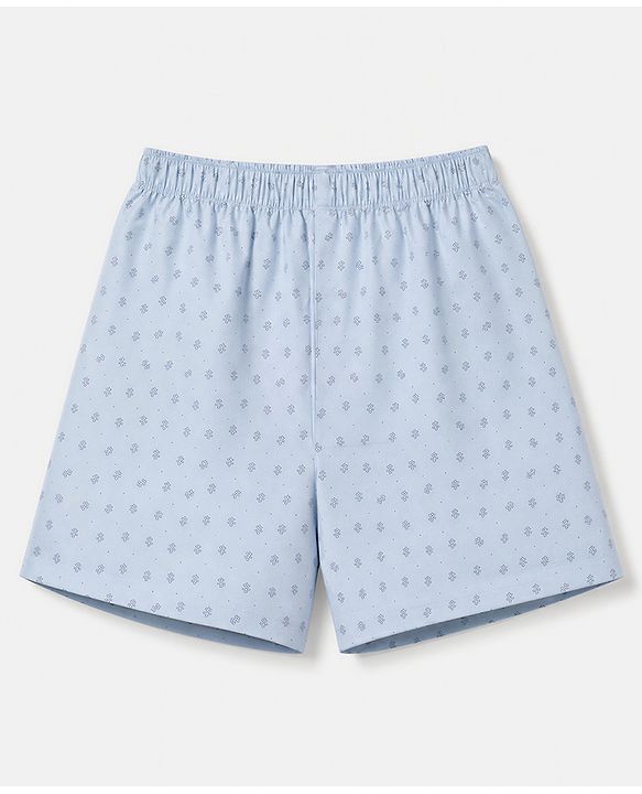 Babyhug Cotton Poplin Woven Above Knee Length Boxers With Floral Print Pack of 3 - Navy Blue, Light Blue & Grey