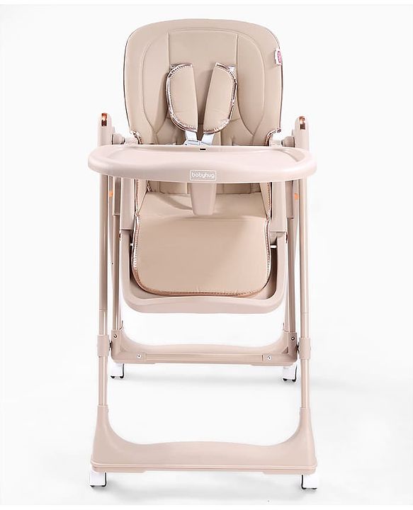 Babyhug Smart 3-in-1 High Chair with Baby Swing - Beige| Adjustable Height| Dual Feeding Tray| Reclining Backrest & Footrest| 5-Point Safety Harness| Foldable Feeding Chair