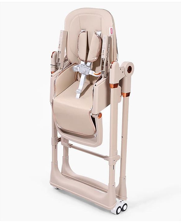 Babyhug Smart 3-in-1 High Chair with Baby Swing - Beige| Adjustable Height| Dual Feeding Tray| Reclining Backrest & Footrest| 5-Point Safety Harness| Foldable Feeding Chair