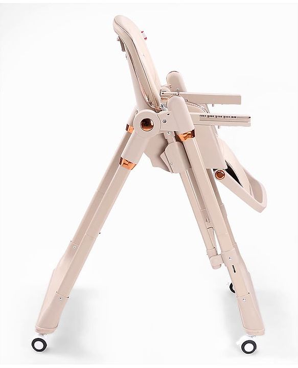 Babyhug Smart 3-in-1 High Chair with Baby Swing - Beige| Adjustable Height| Dual Feeding Tray| Reclining Backrest & Footrest| 5-Point Safety Harness| Foldable Feeding Chair