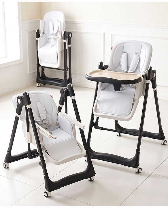 Babyhug Smart 3-in-1 High Chair with Swing for Baby, Adjustable Height, Dual Tray, Reclinable Backrest & Footrest Feeding Chair