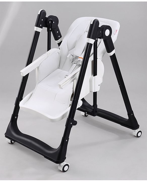 Babyhug Smart 3-in-1 High Chair with Swing for Baby, Adjustable Height, Dual Tray, Reclinable Backrest & Footrest Feeding Chair