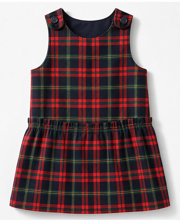 Babyhug Cotton Woven Full Sleeves Frock with Leggings and Checks Print - Red