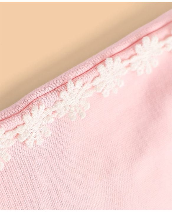 Babyhug 100% Cotton Looper Knit Full Length Lounge and Track Pant With Lace Detailing - Pink