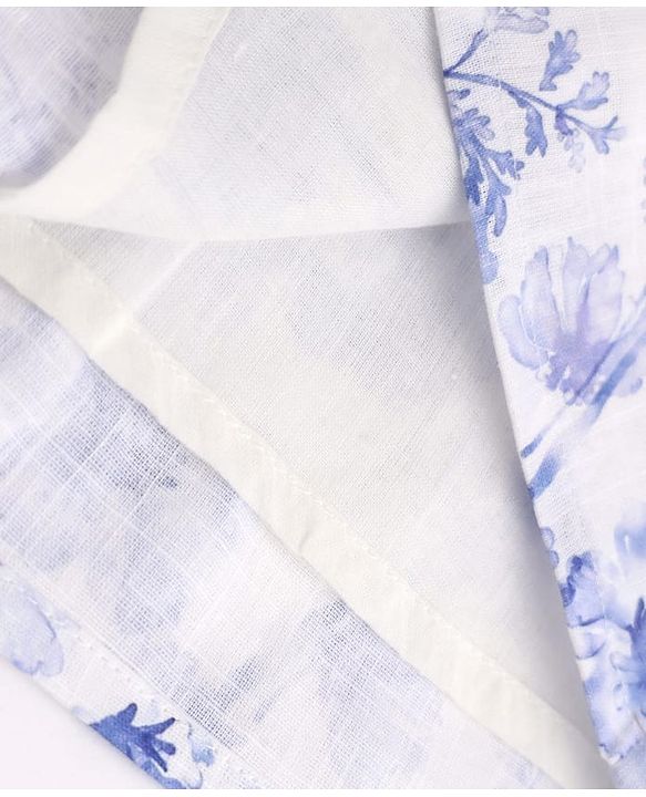 Babyhug Cotton Woven Half Frill Sleeves Floral Printed Frock - Blue