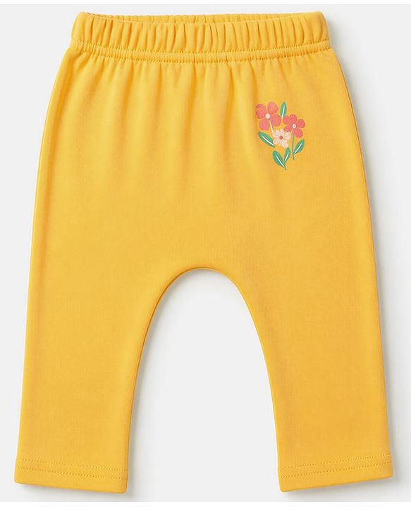 Babyhug Cotton Interlock Knit Diaper Leggings With Floral Print Pack of 3 - Red & Yellow