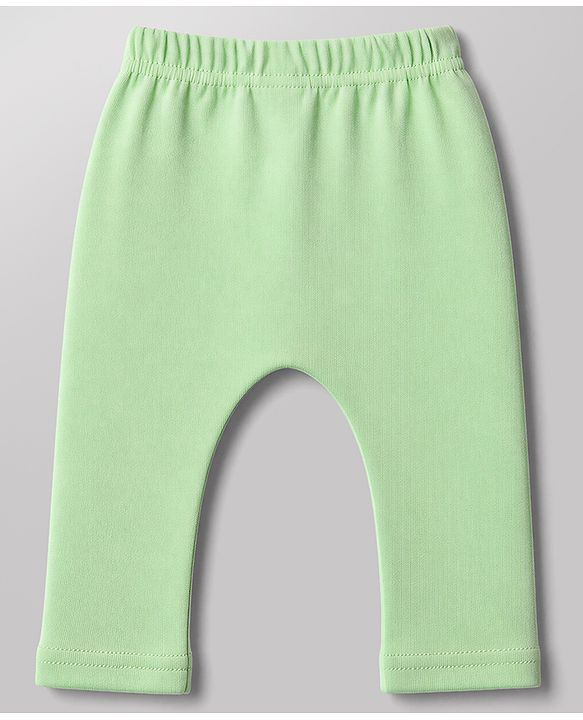 Babyhug Cotton Knit Lull Length Striped Diaper Leggings with Tractor & Elephant Lion Koala Crocodile Print Pack of 3 - Light Orange, White, Light Green