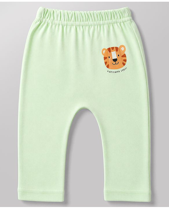 Babyhug Cotton Knit Full Length Diaper Leggings With Animal Print Pack of 3 - Green Blue & Orange