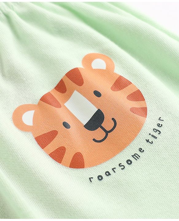 Babyhug Cotton Knit Full Length Diaper Leggings With Animal Print Pack of 3 - Green Blue & Orange