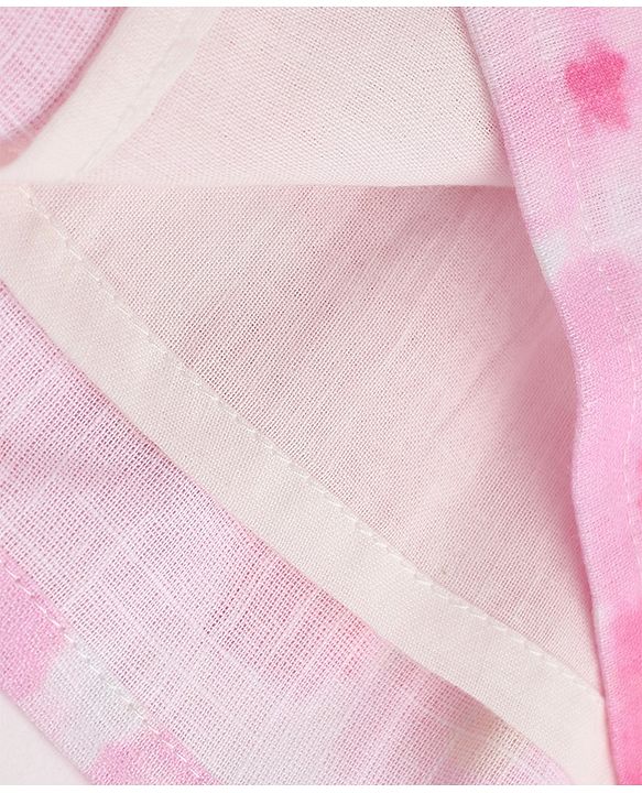 Babyhug Cotton Woven Cap Sleeves Floral Printed Smocked Frock - Pink