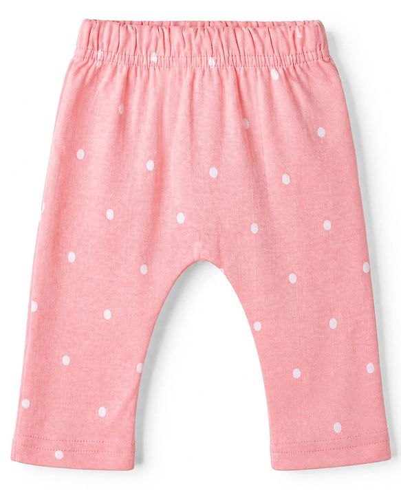 Babyhug Cotton Knit Full Length Diaper Leggings With Heart & Mushroom Print Pack of 3 - Red Pink Navy Blue