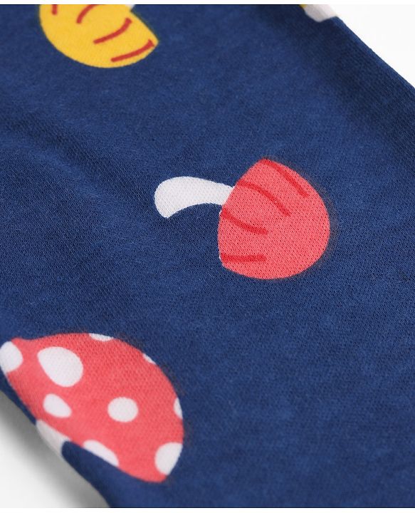 Babyhug Cotton Knit Full Length Diaper Leggings With Heart & Mushroom Print Pack of 3 - Red Pink Navy Blue