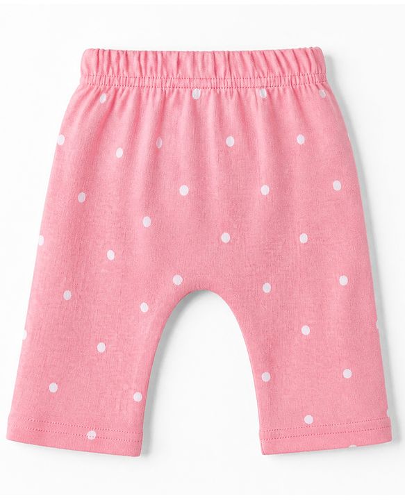 Babyhug Cotton Knit Full Length Diaper Leggings With Heart & Mushroom Print Pack of 3 - Red Pink Navy Blue