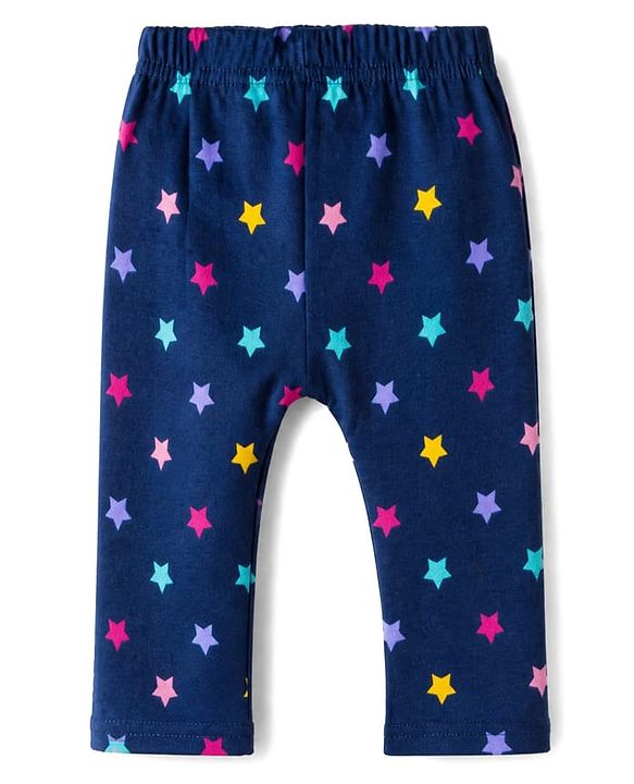 Babyhug Cotton Knit Full Length Diaper Leggings Pack of 3 in Yellow Red Navy Blue