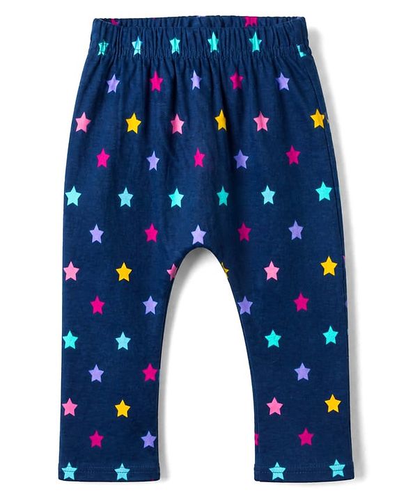Babyhug Cotton Knit Full Length Diaper Leggings Pack of 3 in Yellow Red Navy Blue