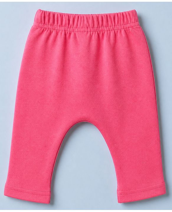 Babyhug Cotton Knit Full Length Diaper Leggings With Butterfly & Heart Print Pack of 3 - Pink
