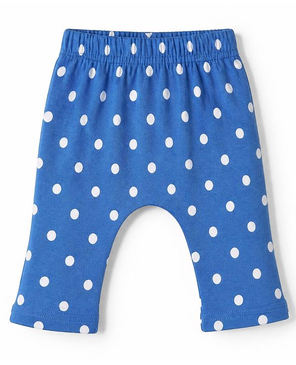 Babyhug Cotton Knit Full Length Diaper Leggings With Polka Dots & Floral Print Pack of 3 - Red & Blue