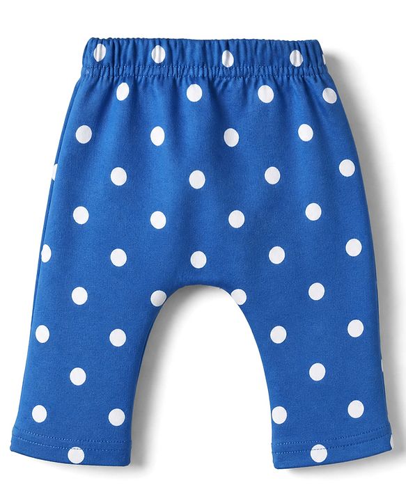 Babyhug Cotton Knit Full Length Diaper Leggings With Polka Dots & Floral Print Pack of 3 - Red & Blue