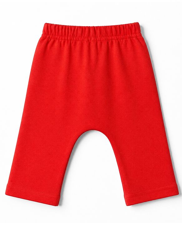 Babyhug Cotton Knit Full Length Diaper Leggings With Polka Dots & Floral Print Pack of 3 - Red & Blue