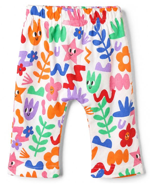 Babyhug Cotton Knit Full Length Diaper Leggings With Polka Dots & Floral Print Pack of 3 - Red & Blue