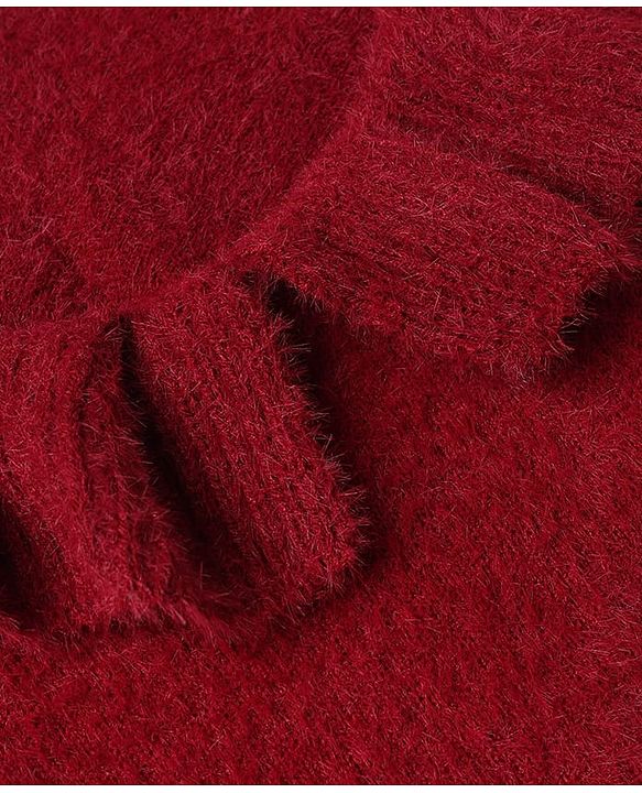 Babyhug Knit Full Sleeves Pullovers with Ruffled Collar - Maroon