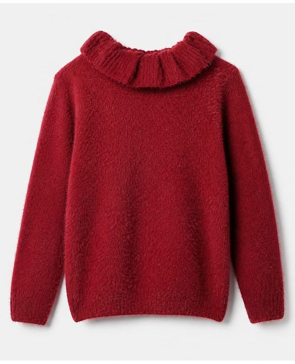 Babyhug Knit Full Sleeves Pullovers with Ruffled Collar - Maroon