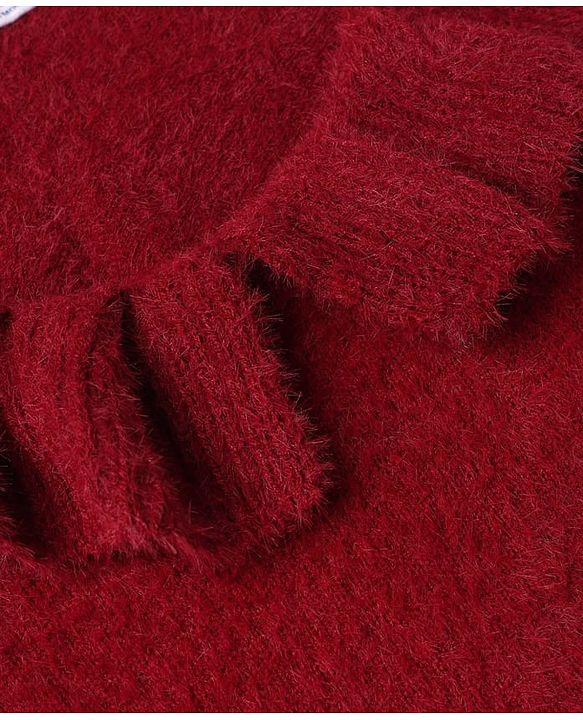 Babyhug Knit Full Sleeves Pullovers with Ruffled Collar - Maroon