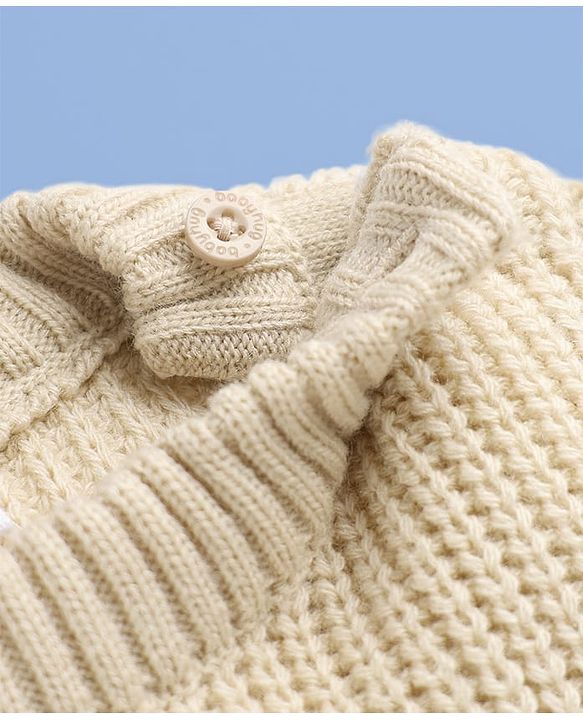 Babyhug Knit Full Sleeves Pullovers With Cherry Embroidery - Lemon