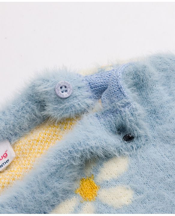 Babyhug Knit Pullover with Full Sleeves and Floral Design in Blue