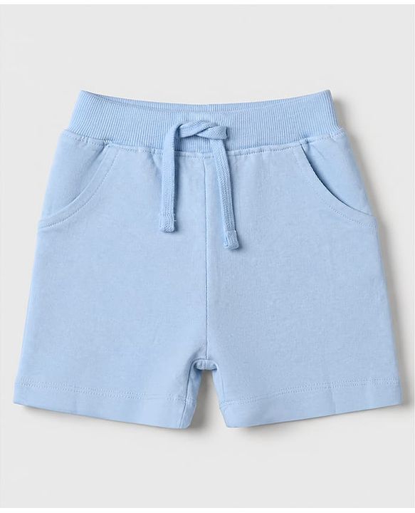 Babyhug Single Jersey Knit Half Sleeves Striped T-Shirt & Shorts Set With Bear & Text Print - Blue