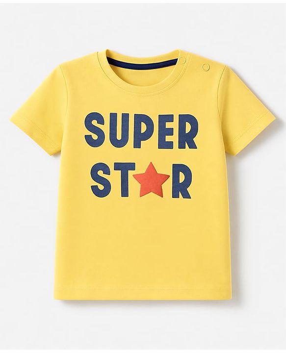 Babyhug 100% Cotton Interlock Knit Half Sleeves T-Shirt & Shorts Set With Text Print - Yellow