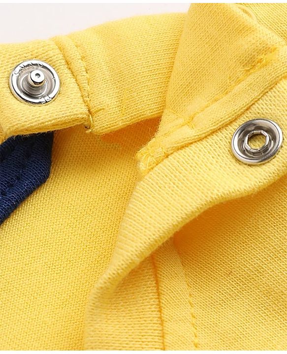 Babyhug 100% Cotton Interlock Knit Half Sleeves T-Shirt & Shorts Set With Text Print - Yellow