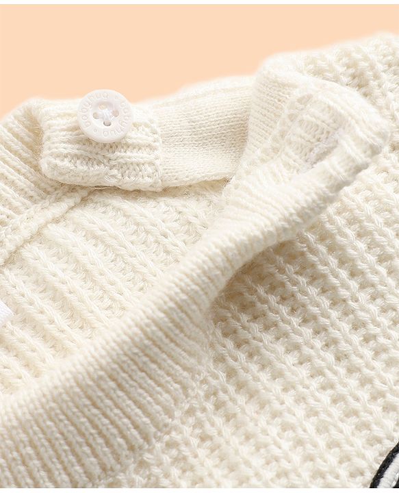 Babyhug Knit Sweater Sets Full Sleeves with Tiger Patch in Blue for 3-6 Months