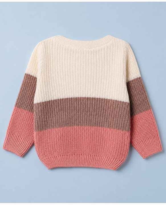 Babyhug Knit Full Length Sweater Sets with Full Sleeves and Tiger Patch in Pink for 3-6 Months