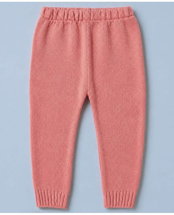 Babyhug Knit Full Length Sweater Sets with Full Sleeves and Tiger Patch in Pink for 3-6 Months