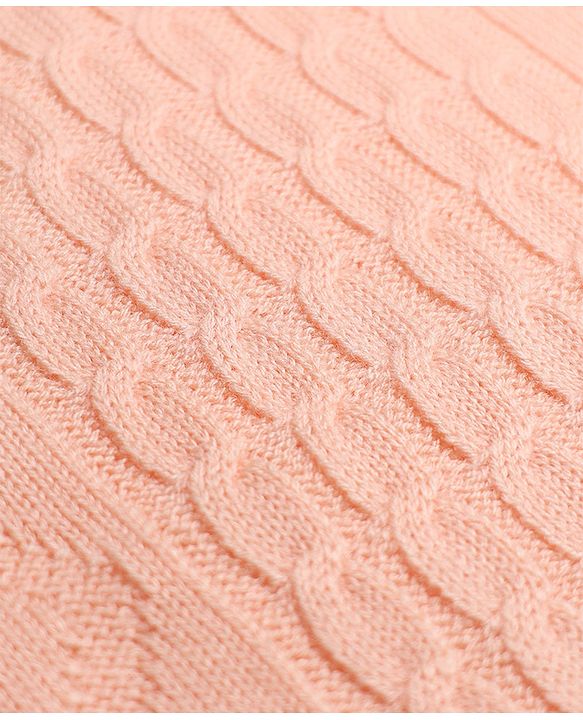 Babyhug Knit Full Sleeves Sweater Set with Heart Reindeer & Cable Knit Design - Peach