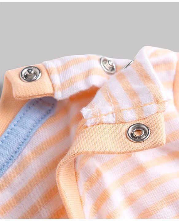 Babyhug 100% Cotton Single Jersey Knit Half Sleeves T-Shirt & Shorts With Construction Vehicle Print - Peach & Light Blue