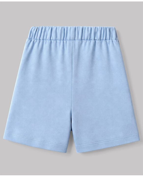 Babyhug 100% Cotton Single Jersey Knit Half Sleeves T-Shirt & Shorts With Construction Vehicle Print - Peach & Light Blue